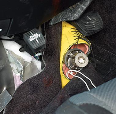Foot entrapment in the Dodge
Challenger